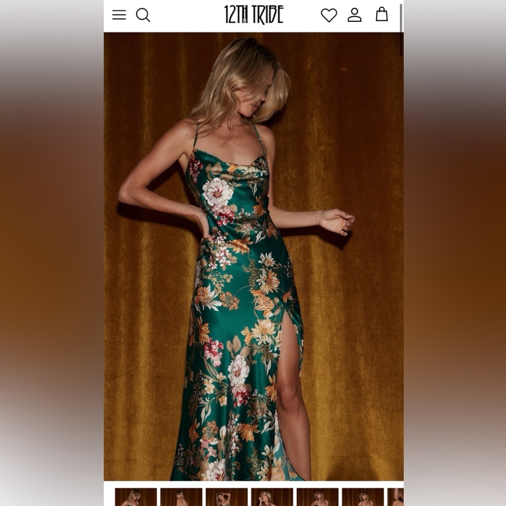 12th Tribe Natalia Emerald Floral Maxi
Dress